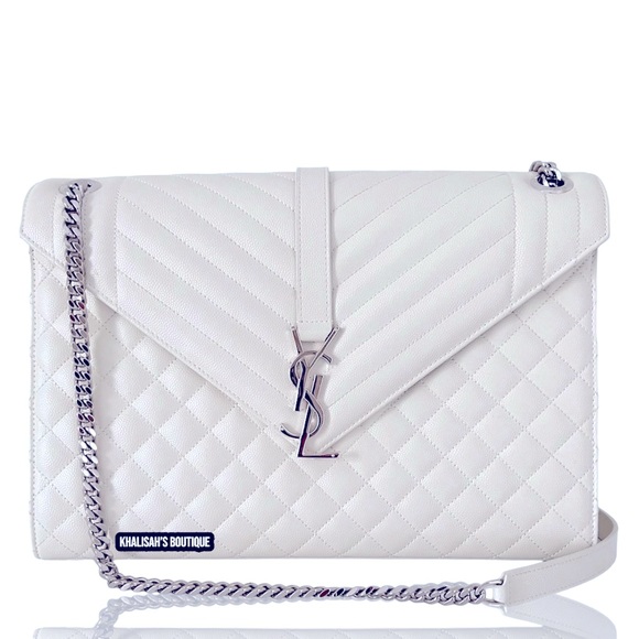 RARE YSL Saint Laurent ENVELOPE LARGE IN MIX MATELASSÉ GRAIN DE POUDRE MSRP$3700 - Picture 1 of 15